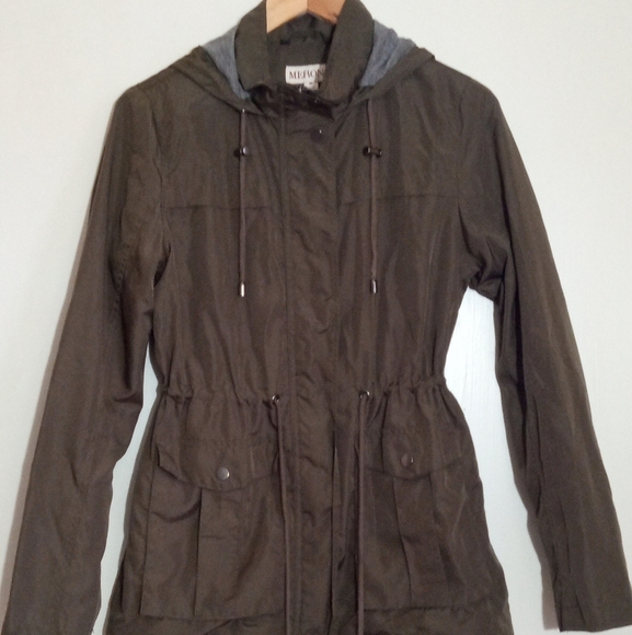 Merona olive green utility jacket with jersey lining and hood - Picture 1 of 13